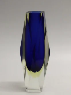 Pamono Italian Two-Tone Blue & Yellow Sommerso Murano Glass Vase, 1960s or 1970s> Vases