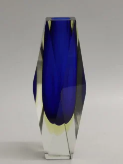 Pamono Italian Two-Tone Blue & Yellow Sommerso Murano Glass Vase, 1960s or 1970s> Vases