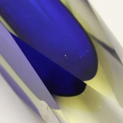 Pamono Italian Two-Tone Blue & Yellow Sommerso Murano Glass Vase, 1960s or 1970s><noscript><img width=