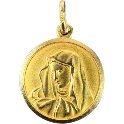 Pamono Italian Unoaerre 18k Yellow Gold Virgin Mary Medal Pendant, 1960s> Necklaces