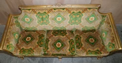 Pamono Italian Versace Silk Velvet Upholstered & Giltwood Sofa and Armchairs, Set of 3><noscript><img width=