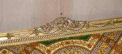 Pamono Italian Versace Silk Velvet Upholstered & Giltwood Sofa and Armchairs, Set of 3><noscript><img width=