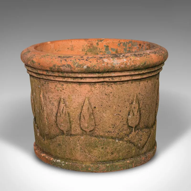 Pamono Italian Victorian Decorative Terracotta Jardinieres, 1890s, Set of 2> Planters And Jardiniere