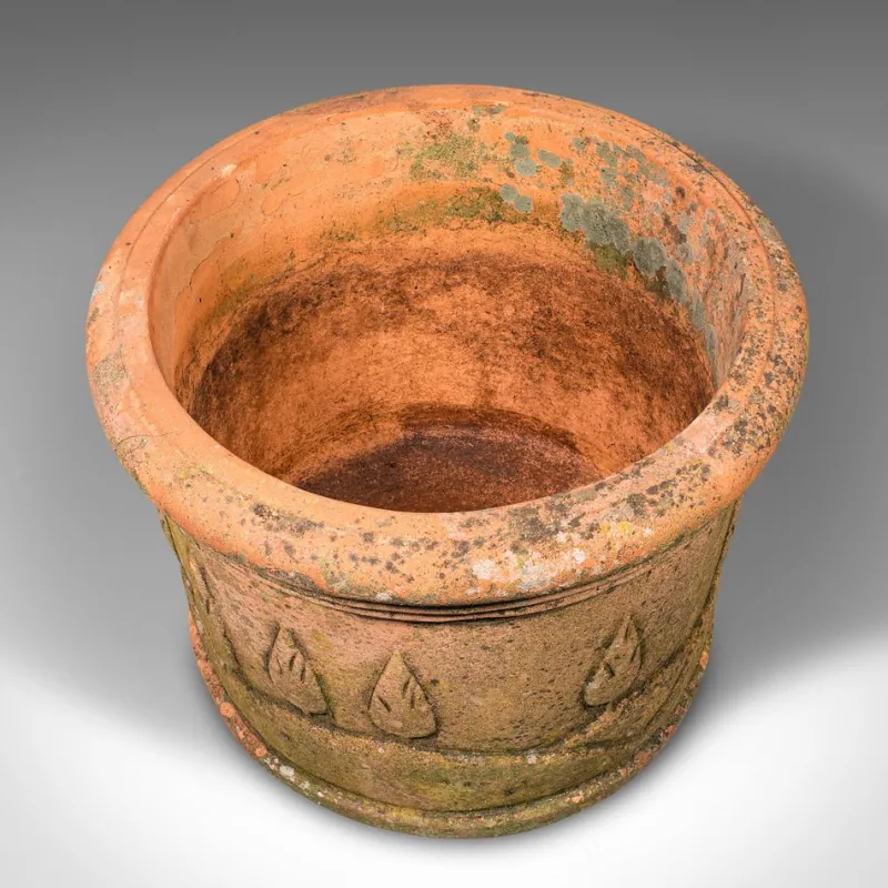 Pamono Italian Victorian Decorative Terracotta Jardinieres, 1890s, Set of 2> Planters And Jardiniere