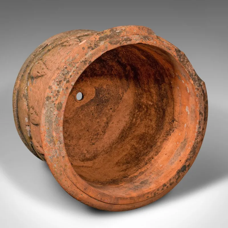 Pamono Italian Victorian Decorative Terracotta Jardinieres, 1890s, Set of 2> Planters And Jardiniere