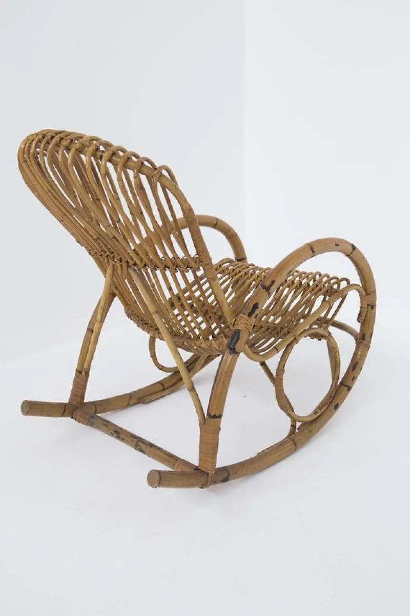 Sale Pamono Italian Vintage Bamboo Rocking Chair 1950s