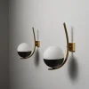 Pamono Italian Wall Sconces in Brass and Opaline Glass, 1950s, Set of 2> Wall Lights & Sconces