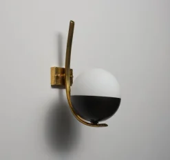 Pamono Italian Wall Sconces in Brass and Opaline Glass, 1950s, Set of 2><noscript><img width=