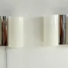 Clearance Pamono Italian Wall Sconces in Curved Plastic and Chrome, 1970s, Set of 2