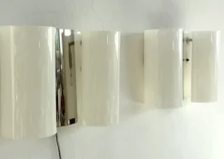 Clearance Pamono Italian Wall Sconces in Curved Plastic and Chrome, 1970s, Set of 2