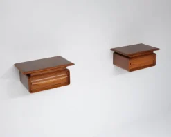 Online Pamono Italian Wall-Mounted Wooden Single-Drawer Nightstands, 1950s, Set of 2