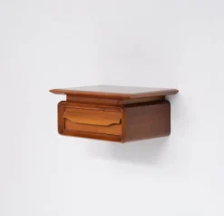 Online Pamono Italian Wall-Mounted Wooden Single-Drawer Nightstands, 1950s, Set of 2