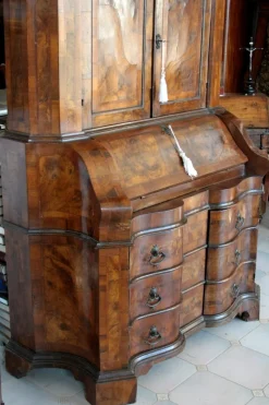 Hot Pamono Italian Walnut and Burl Walnut Lombard Trumeau, Northern Italy, 19th Century