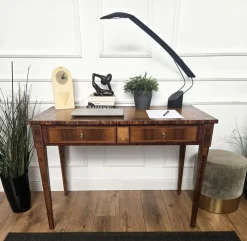 Outlet Pamono Italian Walnut Marquetry Desk, 1980s