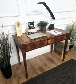 Outlet Pamono Italian Walnut Marquetry Desk, 1980s