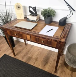 Outlet Pamono Italian Walnut Marquetry Desk, 1980s