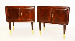 Best Pamono Italian Walnut Nightstands, 1950s, Set of 2