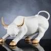 Sale Pamono Italian White and Gold Ceramic Wall Street Bull Sculpture from VGnewtrend