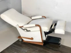 Pamono Italian White Leather La-Z-Boy Rocking Armchair by Pizzetti Roma, 1960s> Rocking Chairs