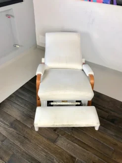 Pamono Italian White Leather La-Z-Boy Rocking Armchair by Pizzetti Roma, 1960s><noscript><img width=