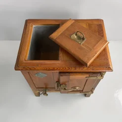Pamono Italian Wood and Brass Ice Box, 1930s><noscript><img width=