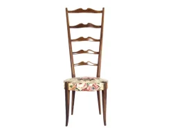 Sale Pamono Italian Wood and Fabric High-Back Chairs from Minotti, 1950s, Set of 2