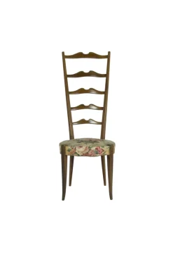 Sale Pamono Italian Wood and Fabric High-Back Chairs from Minotti, 1950s, Set of 2