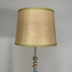 Pamono Italian Wood Floor Lamp with Gold Leaf and Light Blue Lacquer, 1940s><noscript><img width=