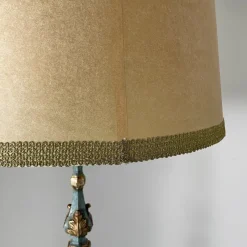 Pamono Italian Wood Floor Lamp with Gold Leaf and Light Blue Lacquer, 1940s><noscript><img width=