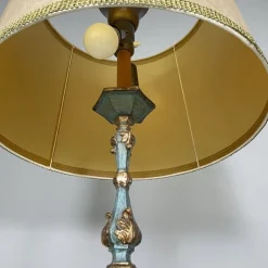 Pamono Italian Wood Floor Lamp with Gold Leaf and Light Blue Lacquer, 1940s><noscript><img width=
