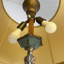 Pamono Italian Wood Floor Lamp with Gold Leaf and Light Blue Lacquer, 1940s><noscript><img width=