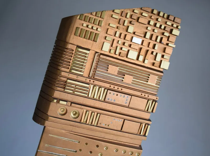 Pamono Italian Wooden Sculpture by Gianni Pinna, 1981> Mid-Century