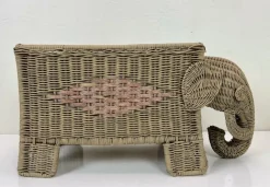 Pamono Italian Woven Rattan Elephant Planter, 1970s> Planters And Jardiniere