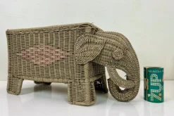 Pamono Italian Woven Rattan Elephant Planter, 1970s><noscript><img width=