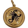 Outlet Pamono Italian Zodiac Scorpio Starsign 18k Yellow Gold Enamel Charm Pendant, 1960s
