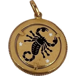 Outlet Pamono Italian Zodiac Scorpio Starsign 18k Yellow Gold Enamel Charm Pendant, 1960s
