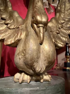 Pamono Ittalian Artist, Empire Period Decorative Swan Sculptures, 1800s, Giltwood, Set of 2><noscript><img width=