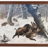 Pamono J. Bardin, Boar Fight, Oil Painting, Framed> Painting