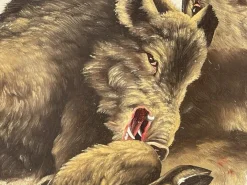 Pamono J. Bardin, Boar Fight, Oil Painting, Framed><noscript><img width=