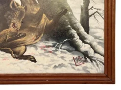 Pamono J. Bardin, Boar Fight, Oil Painting, Framed><noscript><img width=
