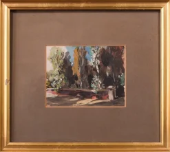 Sale Pamono J. H. Schwartz, Expressive Landscape Painting, Oil on Canvas, Framed