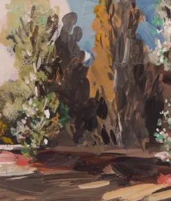 Sale Pamono J. H. Schwartz, Expressive Landscape Painting, Oil on Canvas, Framed