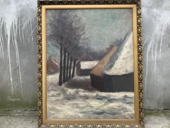 Pamono J. Han, Winter Landscape, 1880, Oil on Canvas, Framed
