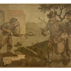 Pamono J. J. Borghetto, The Alchemist and the Snake Hunter in Pendant, 1945, Oil on Canvases, Set of 2><noscript><img width=
