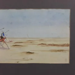 Pamono J. J. Saurat, Subjects on Camels in the Desert, 20th Century, Watercolor, Framed