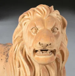 Pamono J M Craig, Large Lion Statues, 19th Century, Terracotta, Set of 2><noscript><img width=