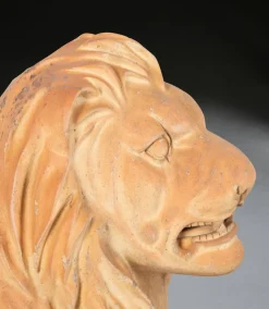 Pamono J M Craig, Large Lion Statues, 19th Century, Terracotta, Set of 2><noscript><img width=