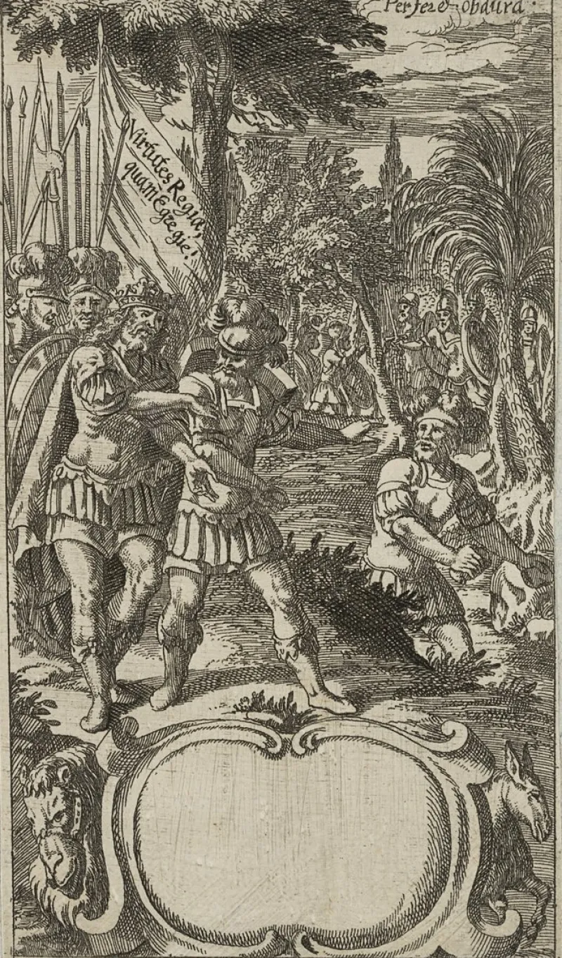 Pamono J. Meyer, a King Is Ambushed With His Army, 17th-century, Etching> Old Masters