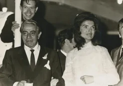 Hot Pamono Jackie Kennedy Onassis at Reception in Greece, 1968, Black & White Photograph