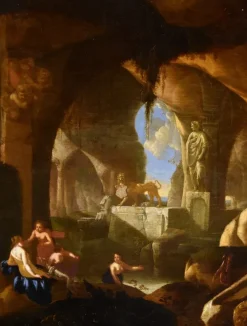 Pamono Jacques Muller, Diana and Nymphs, 1660, Oil on Panel, Framed><noscript><img width=